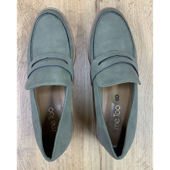 Me Too Oriel Nutmeg Vegan Suede Y2K Chunky Lug Sole Penny Loafer Shoes 8 M - Picture 12 of 16